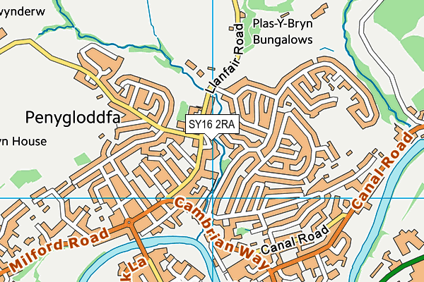 SY16 2RA map - OS VectorMap District (Ordnance Survey)