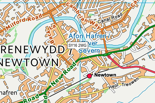 SY16 2WG map - OS VectorMap District (Ordnance Survey)