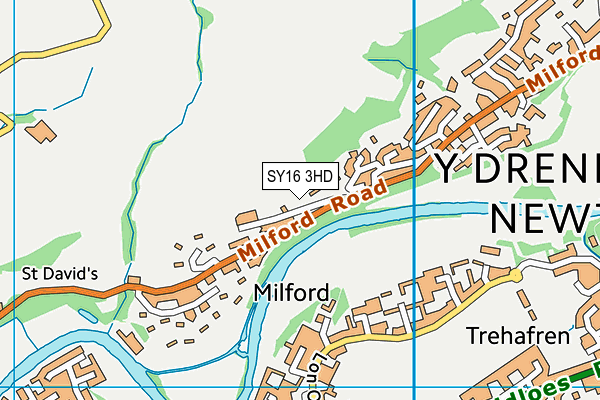 SY16 3HD map - OS VectorMap District (Ordnance Survey)