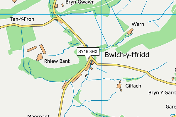 SY16 3HX map - OS VectorMap District (Ordnance Survey)