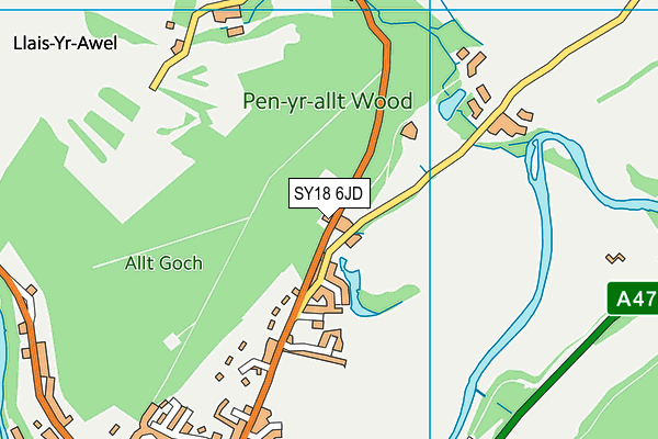 SY18 6JD map - OS VectorMap District (Ordnance Survey)