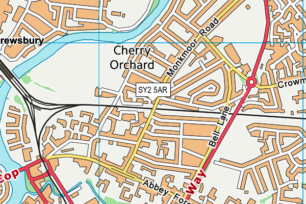 SY2 5AR map - OS VectorMap District (Ordnance Survey)