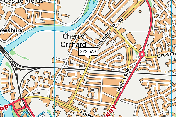 SY2 5AS map - OS VectorMap District (Ordnance Survey)