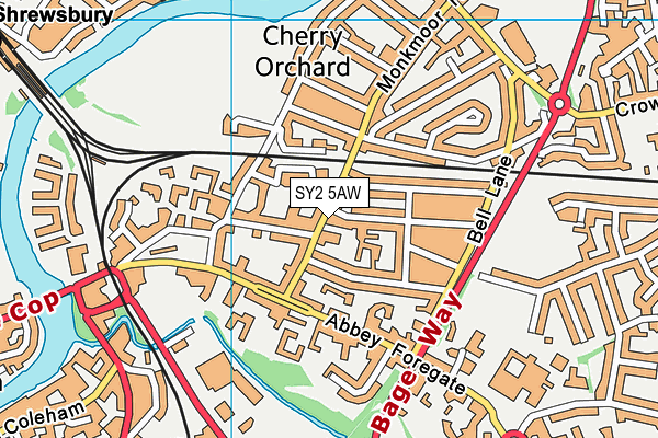 SY2 5AW map - OS VectorMap District (Ordnance Survey)