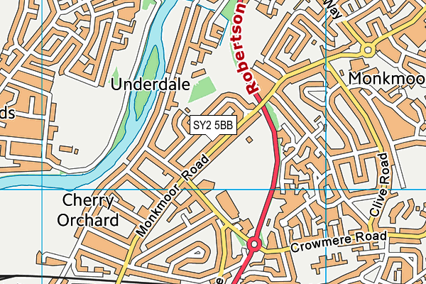 SY2 5BB map - OS VectorMap District (Ordnance Survey)