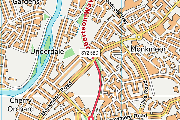 SY2 5BD map - OS VectorMap District (Ordnance Survey)