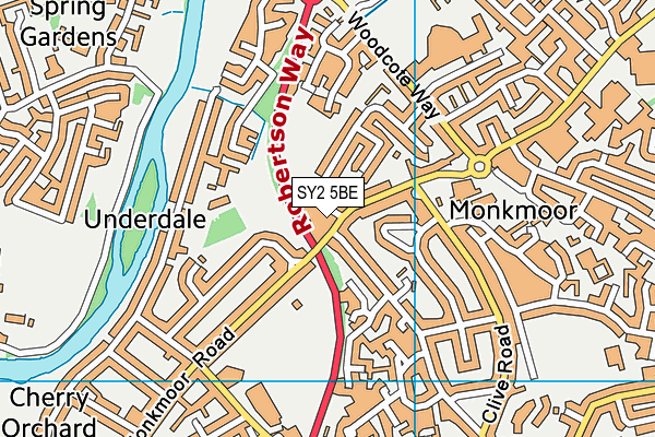 SY2 5BE map - OS VectorMap District (Ordnance Survey)