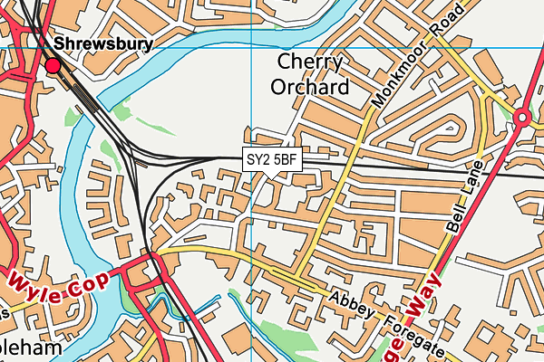 SY2 5BF map - OS VectorMap District (Ordnance Survey)