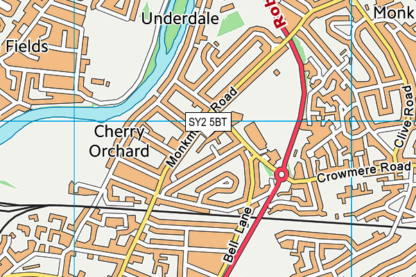 SY2 5BT map - OS VectorMap District (Ordnance Survey)