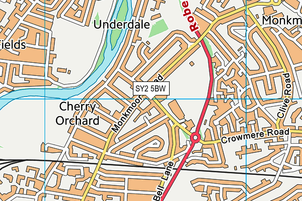 SY2 5BW map - OS VectorMap District (Ordnance Survey)