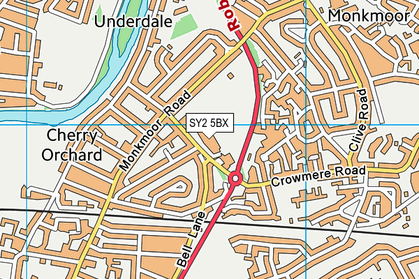 SY2 5BX map - OS VectorMap District (Ordnance Survey)