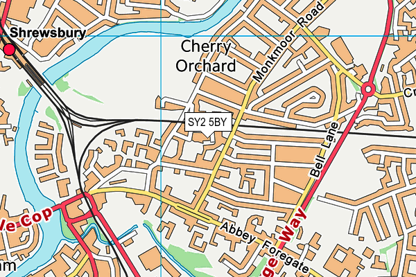 SY2 5BY map - OS VectorMap District (Ordnance Survey)