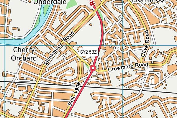 SY2 5BZ map - OS VectorMap District (Ordnance Survey)