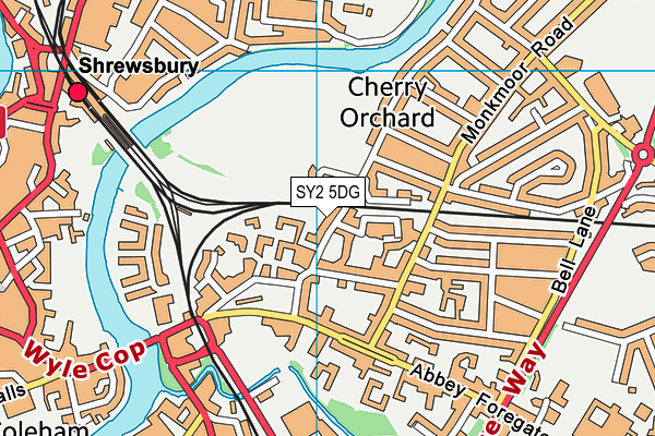 SY2 5DG map - OS VectorMap District (Ordnance Survey)