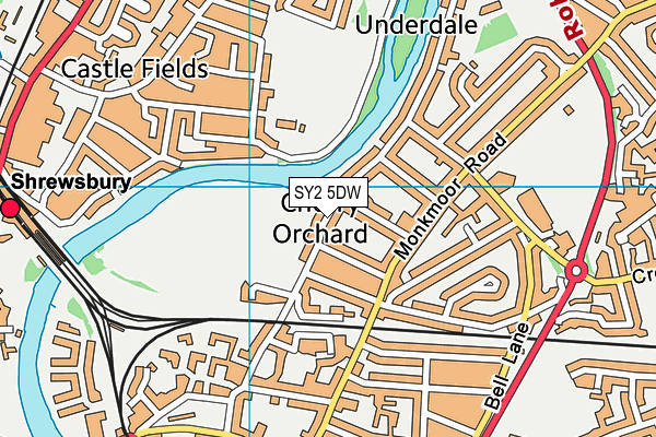 SY2 5DW map - OS VectorMap District (Ordnance Survey)