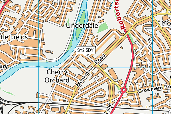 SY2 5DY map - OS VectorMap District (Ordnance Survey)