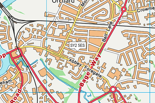 SY2 5ES map - OS VectorMap District (Ordnance Survey)