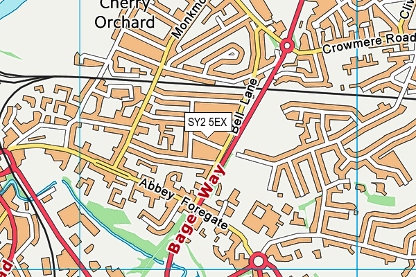 SY2 5EX map - OS VectorMap District (Ordnance Survey)