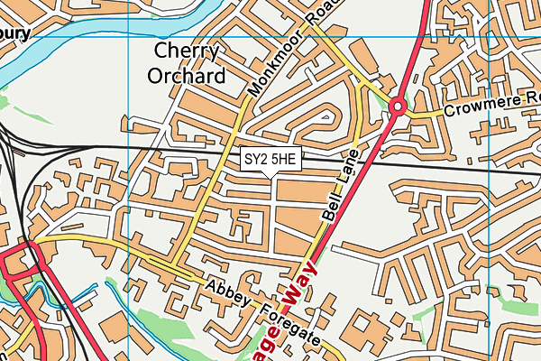 SY2 5HE map - OS VectorMap District (Ordnance Survey)