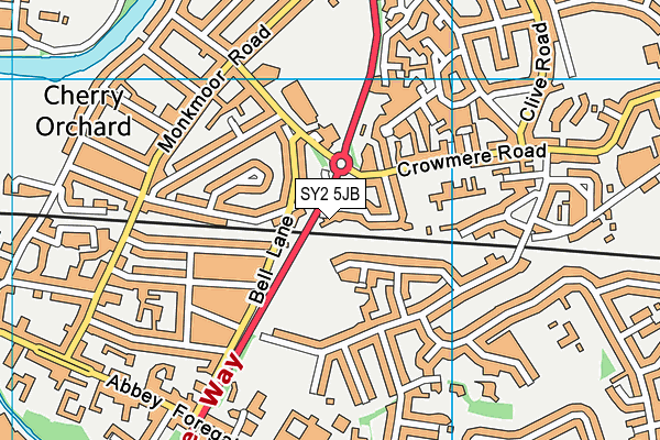 SY2 5JB map - OS VectorMap District (Ordnance Survey)