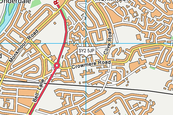 SY2 5JP map - OS VectorMap District (Ordnance Survey)