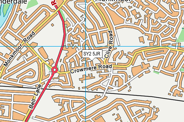 SY2 5JR map - OS VectorMap District (Ordnance Survey)