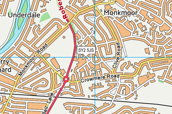 SY2 5JS map - OS VectorMap District (Ordnance Survey)