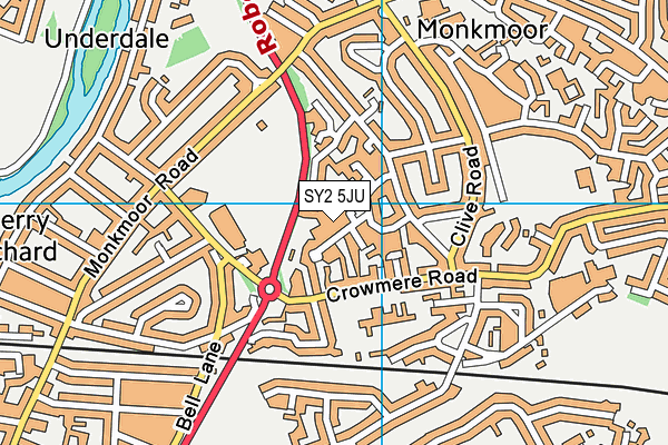 SY2 5JU map - OS VectorMap District (Ordnance Survey)