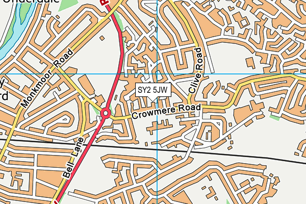 SY2 5JW map - OS VectorMap District (Ordnance Survey)