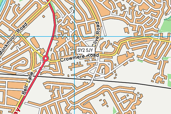 SY2 5JY map - OS VectorMap District (Ordnance Survey)