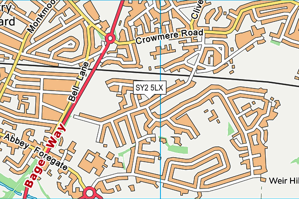 SY2 5LX map - OS VectorMap District (Ordnance Survey)