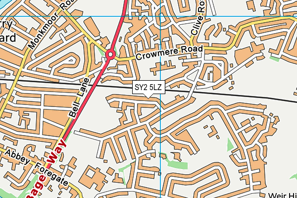 SY2 5LZ map - OS VectorMap District (Ordnance Survey)