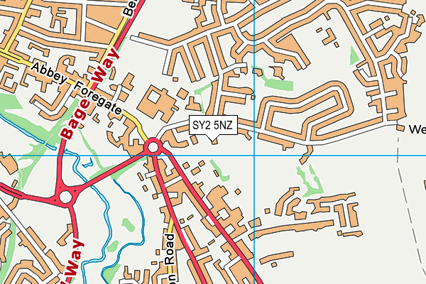 SY2 5NZ map - OS VectorMap District (Ordnance Survey)
