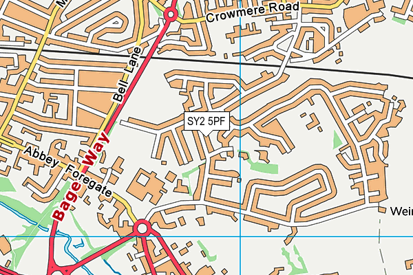 SY2 5PF map - OS VectorMap District (Ordnance Survey)