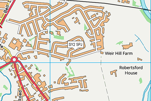 SY2 5PJ map - OS VectorMap District (Ordnance Survey)