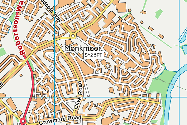 SY2 5PT map - OS VectorMap District (Ordnance Survey)