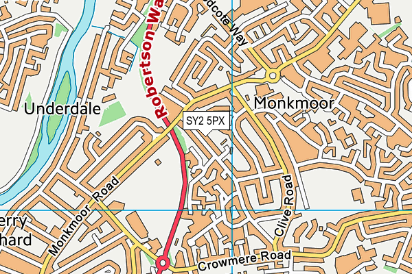 SY2 5PX map - OS VectorMap District (Ordnance Survey)