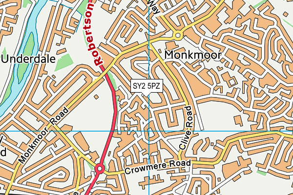 SY2 5PZ map - OS VectorMap District (Ordnance Survey)