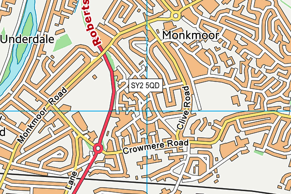 SY2 5QD map - OS VectorMap District (Ordnance Survey)