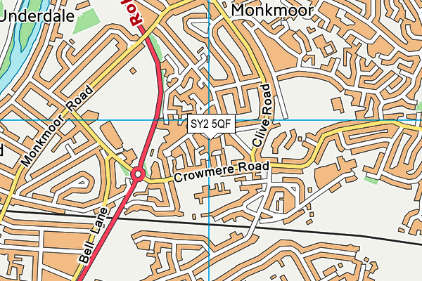 SY2 5QF map - OS VectorMap District (Ordnance Survey)