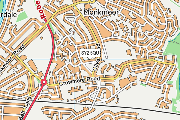 SY2 5QU map - OS VectorMap District (Ordnance Survey)