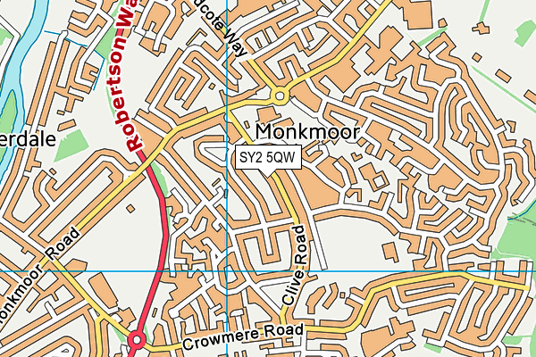 SY2 5QW map - OS VectorMap District (Ordnance Survey)