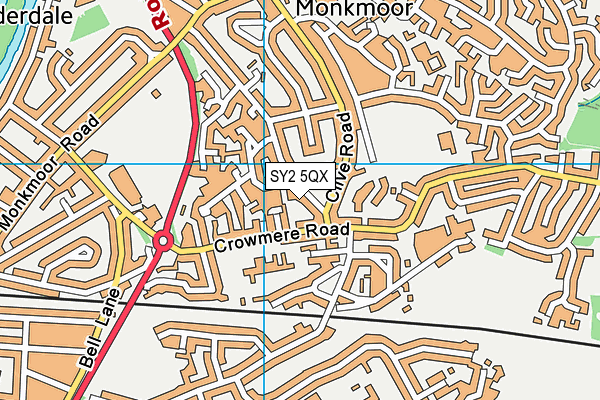 SY2 5QX map - OS VectorMap District (Ordnance Survey)