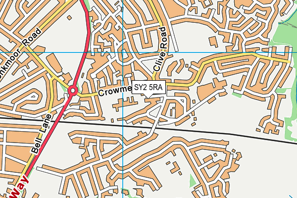 SY2 5RA map - OS VectorMap District (Ordnance Survey)