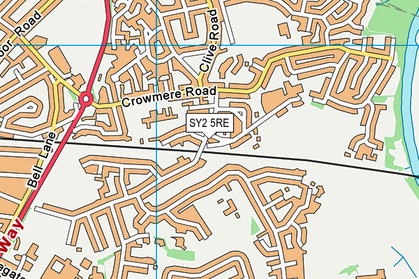 SY2 5RE map - OS VectorMap District (Ordnance Survey)