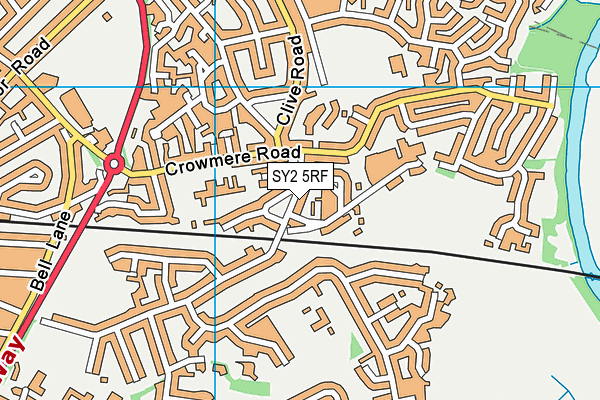 SY2 5RF map - OS VectorMap District (Ordnance Survey)