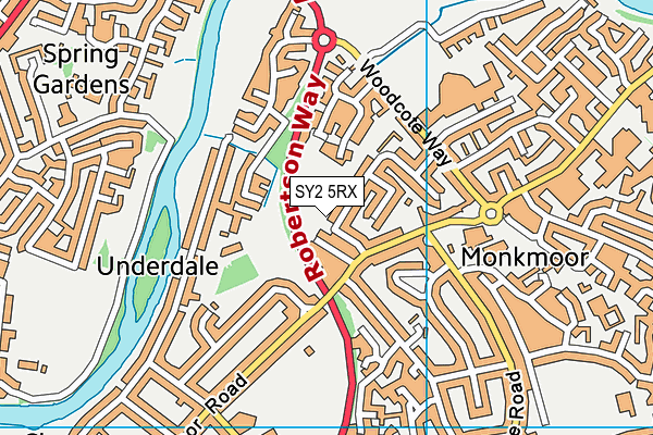 SY2 5RX map - OS VectorMap District (Ordnance Survey)