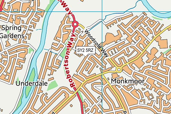 SY2 5RZ map - OS VectorMap District (Ordnance Survey)