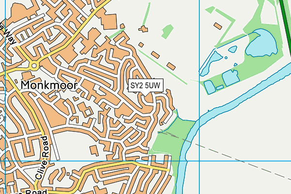 SY2 5UW map - OS VectorMap District (Ordnance Survey)