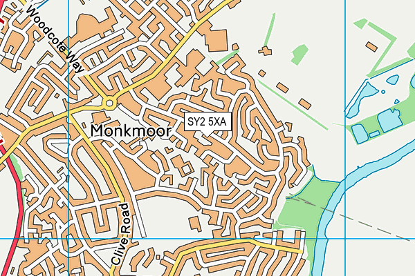 SY2 5XA map - OS VectorMap District (Ordnance Survey)